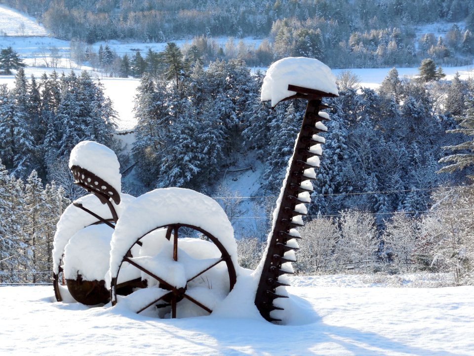Snow Covered Mowing Machine