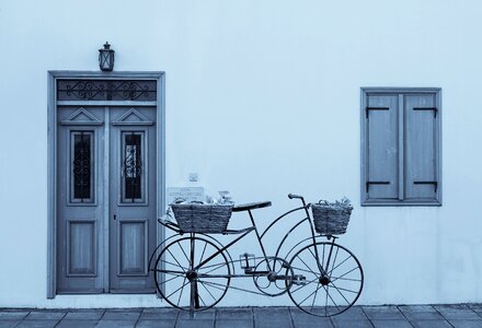 Wooden blue entrance photo