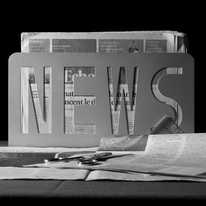 Journal newspapers black and white photo