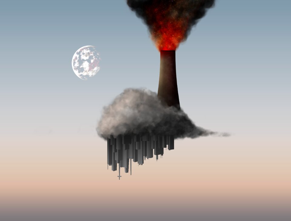City pollution moon