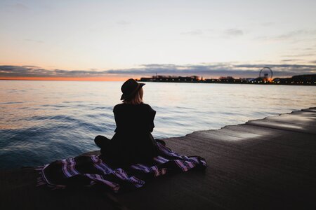 Alone back sitting photo