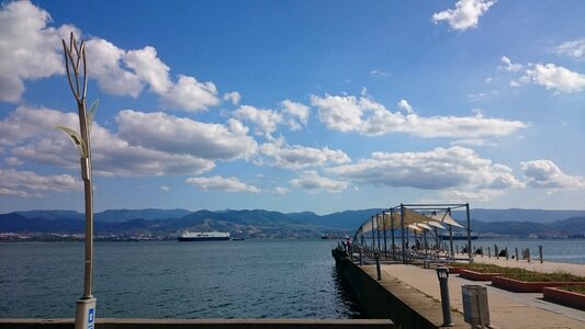 Blue sky clouds sunny summer day