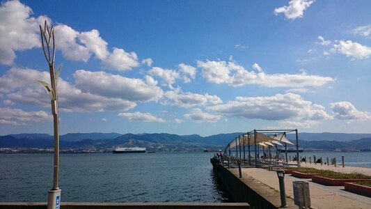 Blue sky clouds sunny summer day photo