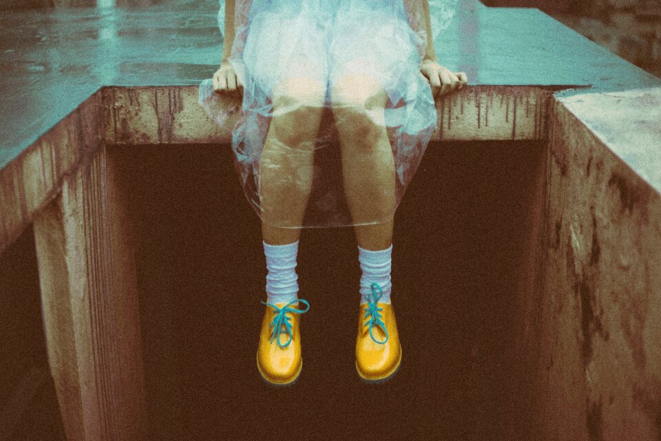 Footwear legs sitting