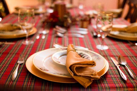 Tableware fork tablecloth photo