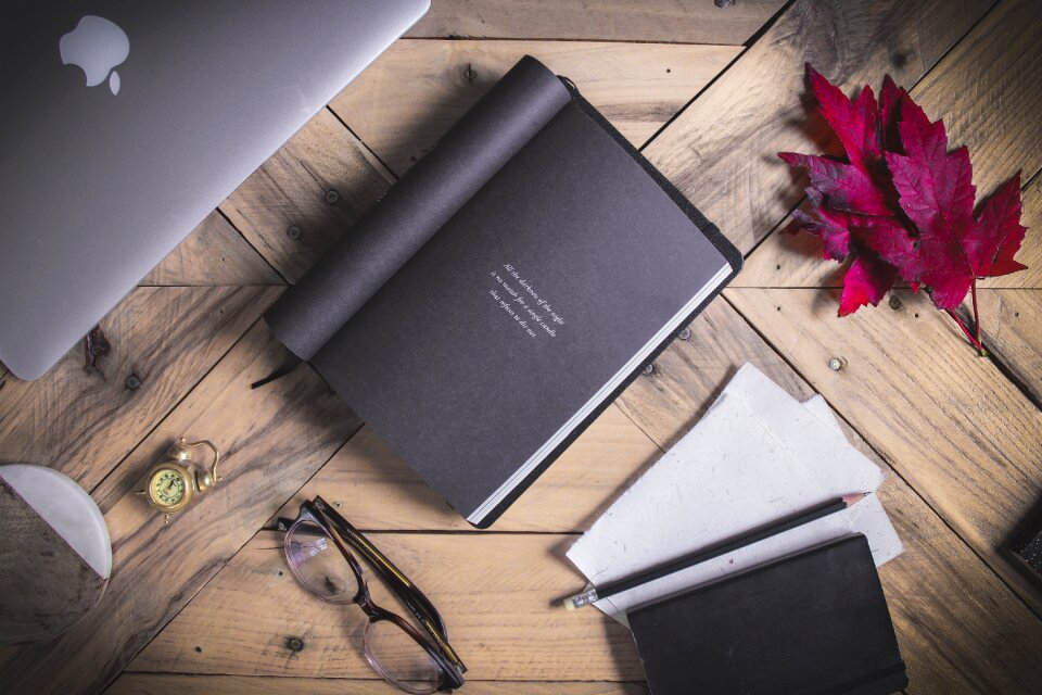 Leaves glasses book