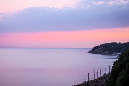 Sunset lake ocean photo