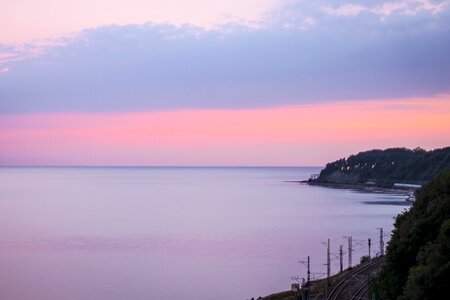 Sunset lake ocean