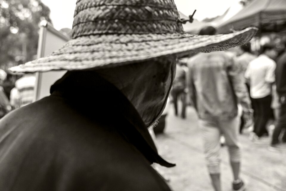 Black and white the old man figure