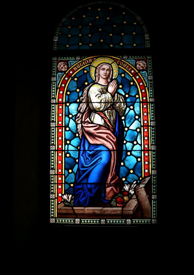 Stained glass window christian old window