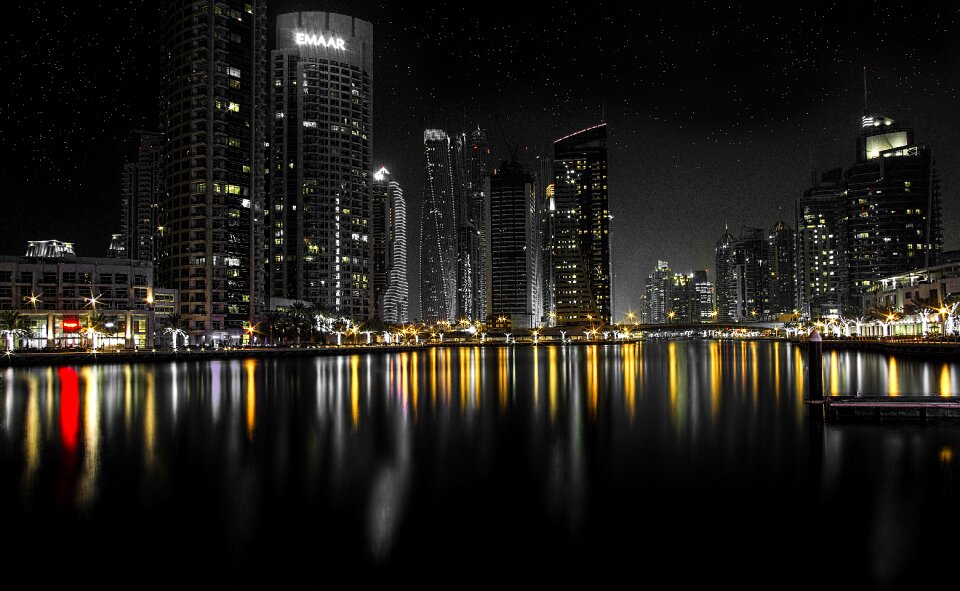 Night skyscraper marina