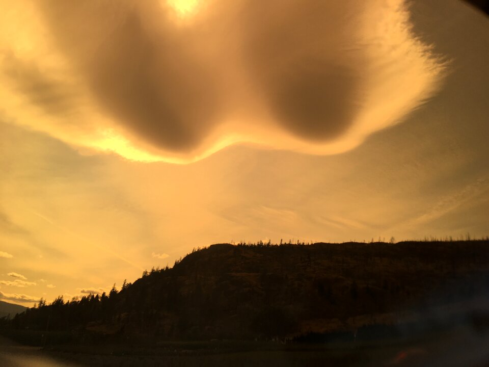 Rain clouds at sunset on the mountain