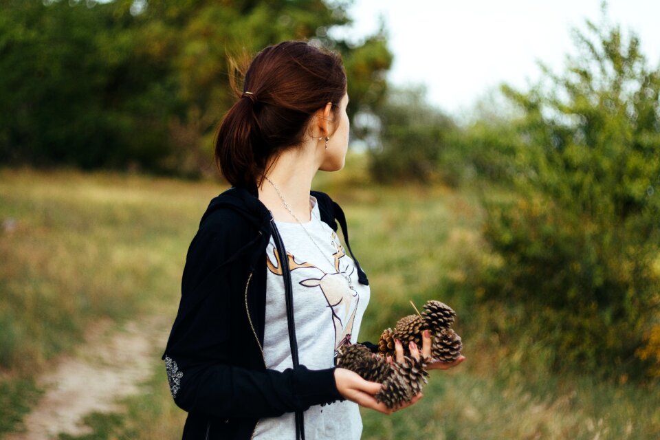 People pine cones nature