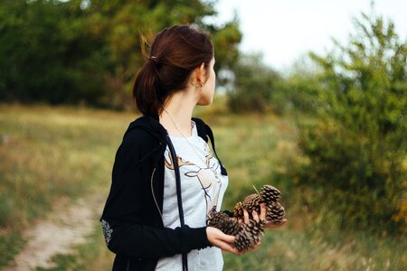People pine cones nature