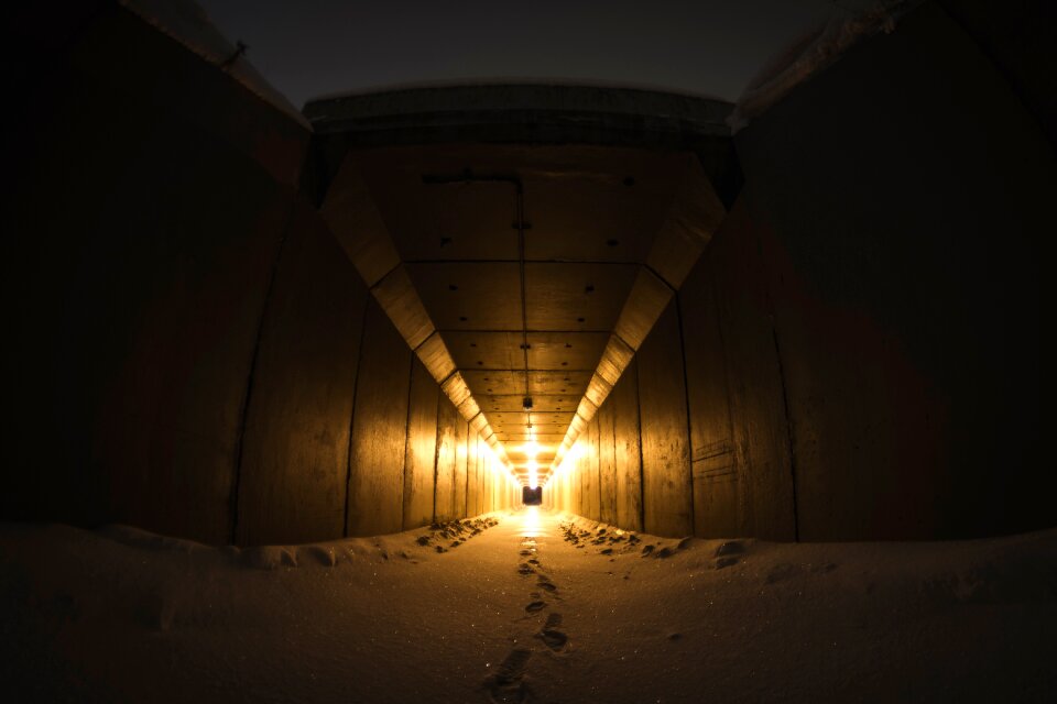 Dark tunnel lights photo