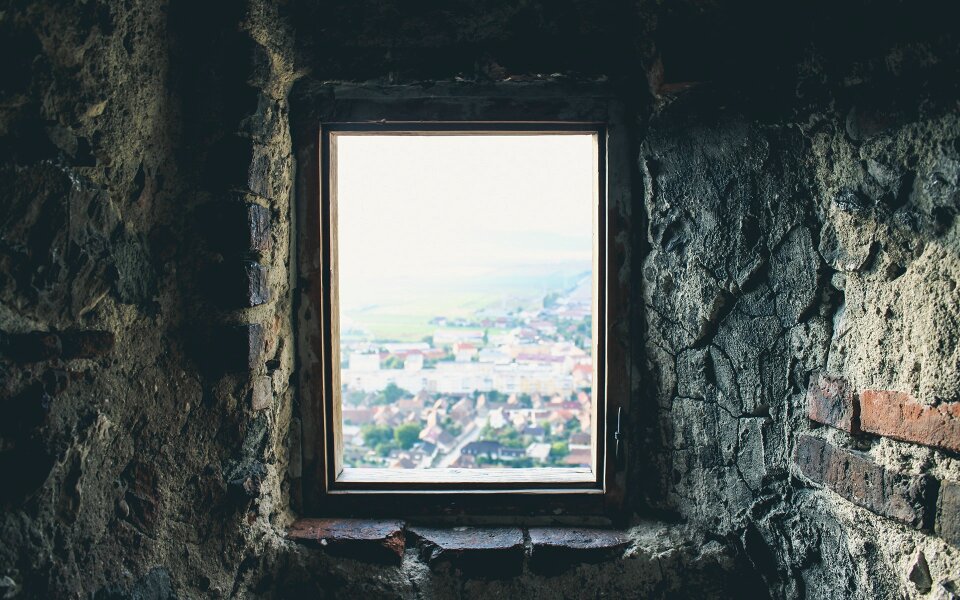 Stones window town