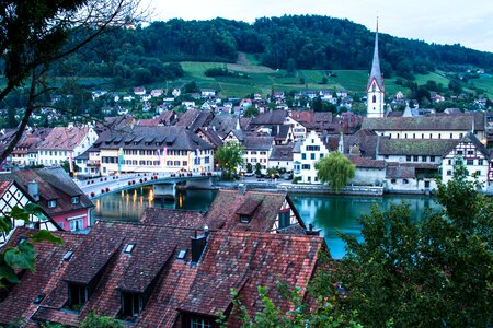 Evening rhine village photo