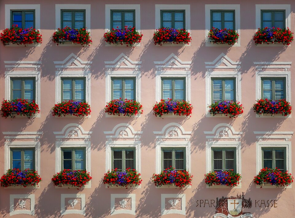 Balcony flowers facade photo