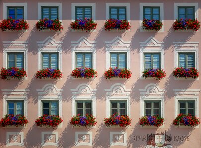 Balcony flowers facade photo