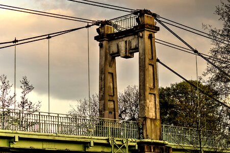 Suspension bridge pillar cables photo