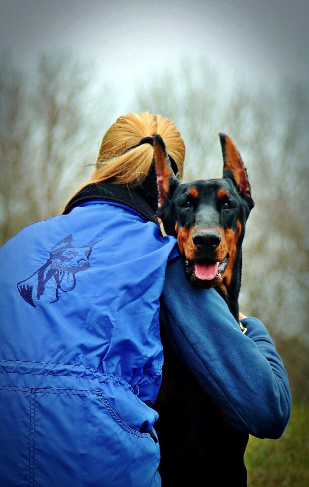 Love woman with a dog friendship