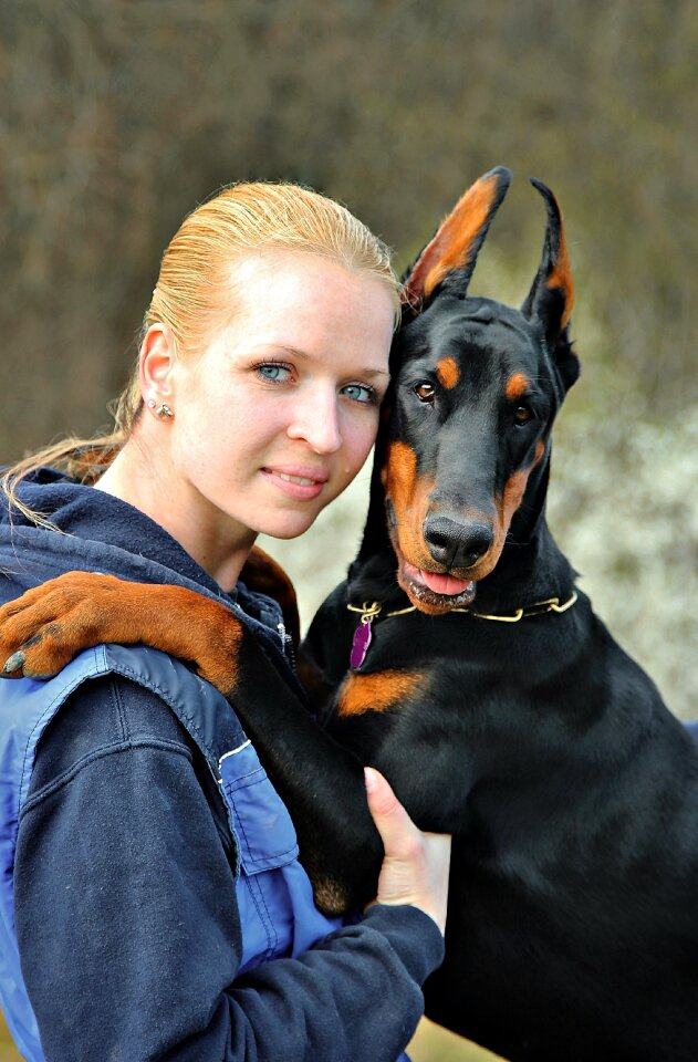 Love woman with a dog friendship