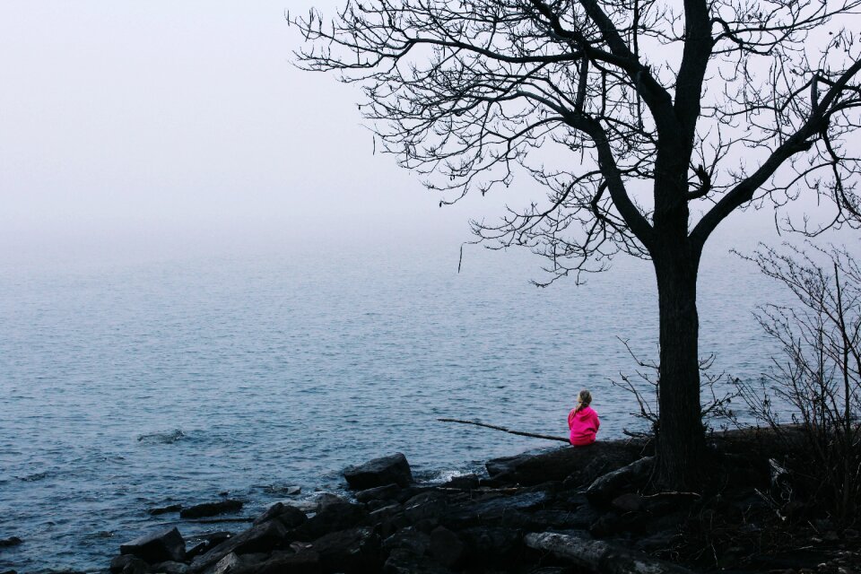 Girl fishing outdoor photo