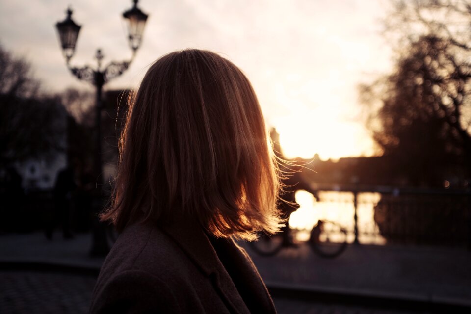 Walking alone sunset