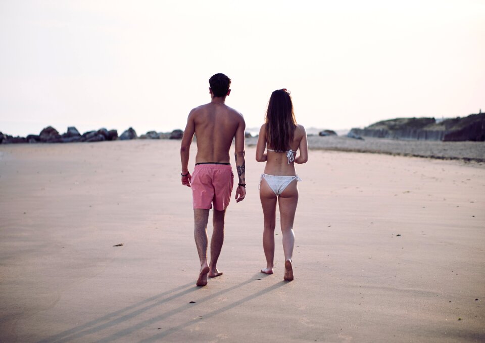 Walking beach shore