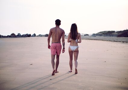 Walking beach shore photo