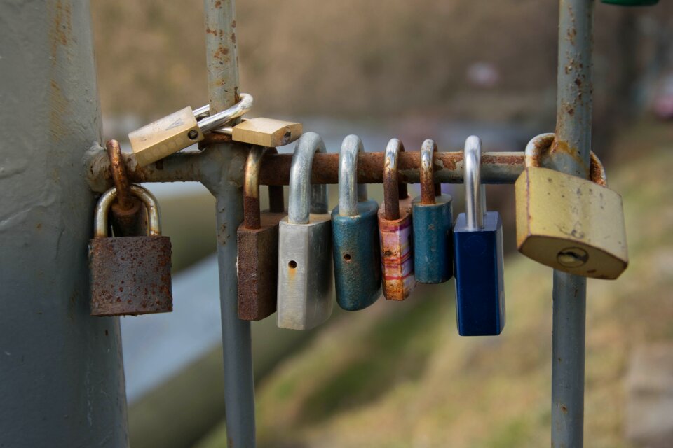 Rusty metal red lock iron photo