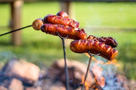 Sausages meat grilling photo