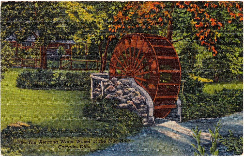 The Aerating Water Wheel at the Blue Hole, Castalia, Ohio …