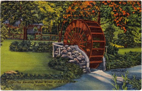 The Aerating Water Wheel at the Blue Hole, Castalia, Ohio … photo