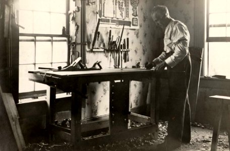 Mr. Stuckey [doing carpentry work], Acton West, Ont. photo