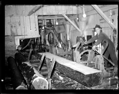 Workers at the William Milne and Sons lumber mill