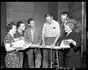 Performers recording Pinafore at the CBC photo