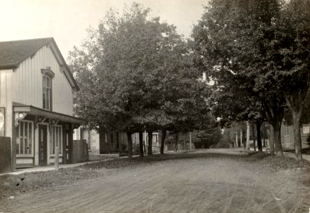 Street in Acton West, Ont. - town hall on right