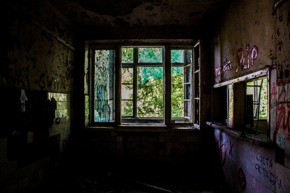 Abandoned building black building