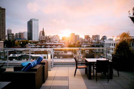 Skyline apartment rooftop photo