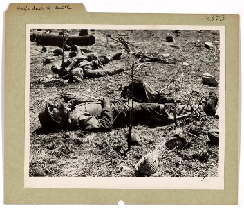 An American Marine, in foreground, still clutches the knif…