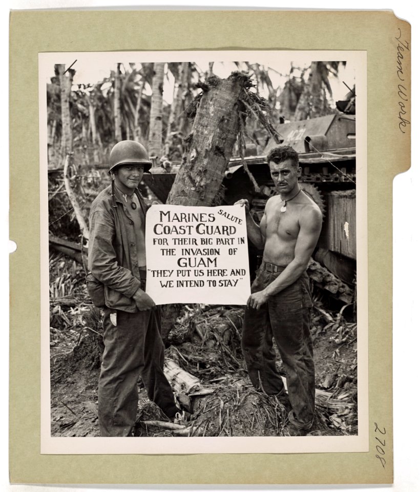 The U.S. Marines salute the U.S. Coast Guard after the fur…