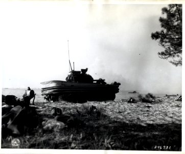 SC 246721 - Amphibious medium tank lands on beach in South…