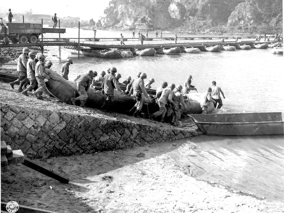 SC 206502 - Ponton is carried into river on Okinawa to be …