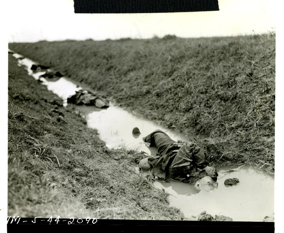German dead lying in gulley where they attempted to break … photo