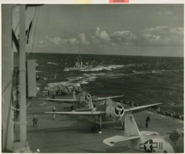Into the wind Navy warplanes prepare to take off as their …