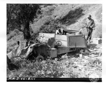 SC 190580 - Burnt German scout car off the road near Cori,…