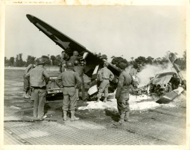 Bomb disposal squad fight fire in a plane which crashed in…