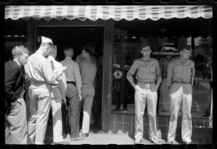 Soldiers from Fort Benning at the bus terminal in Columbus…