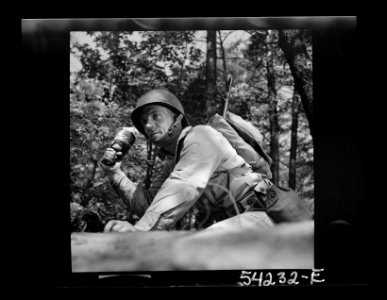 Soldier preparing to throw a Molotov cocktail at Ft. Belvo…